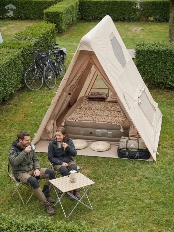 Tente gonflable pour deux personnes avec design compact