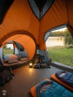 Tente avec deux espaces de couchage, pratique pour le camping