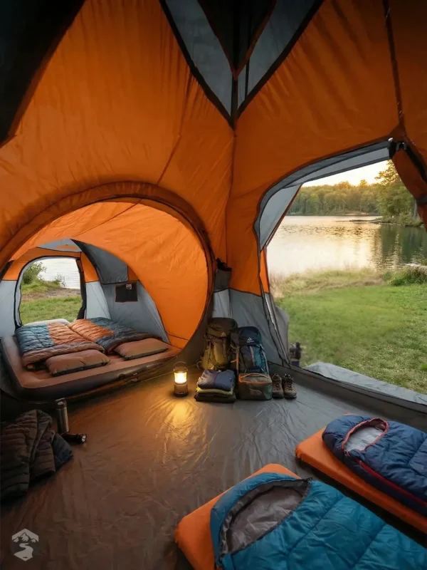 Tente avec deux espaces de couchage, pratique pour le camping