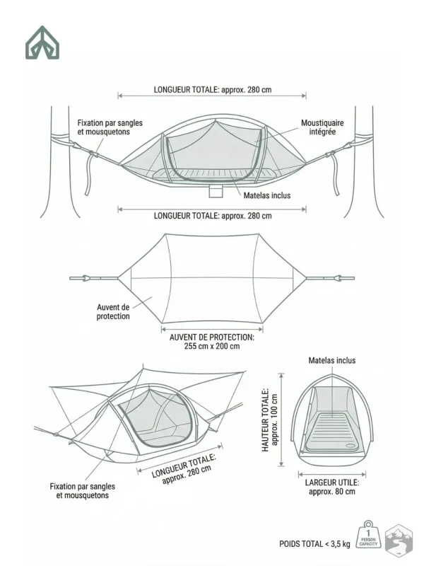 Solution de camping innovante avec auvent et moustiquaire