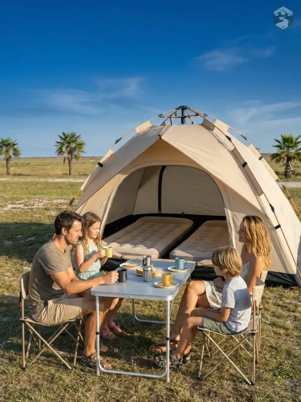 Tente automatique pour 4 personnes en camping