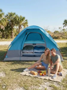 Tente légère pour deux personnes en camping