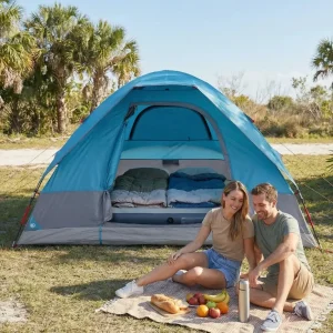 Tente légère pour deux personnes en camping