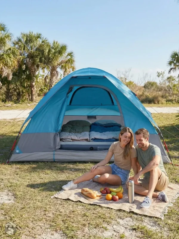 Tente légère pour deux personnes en camping