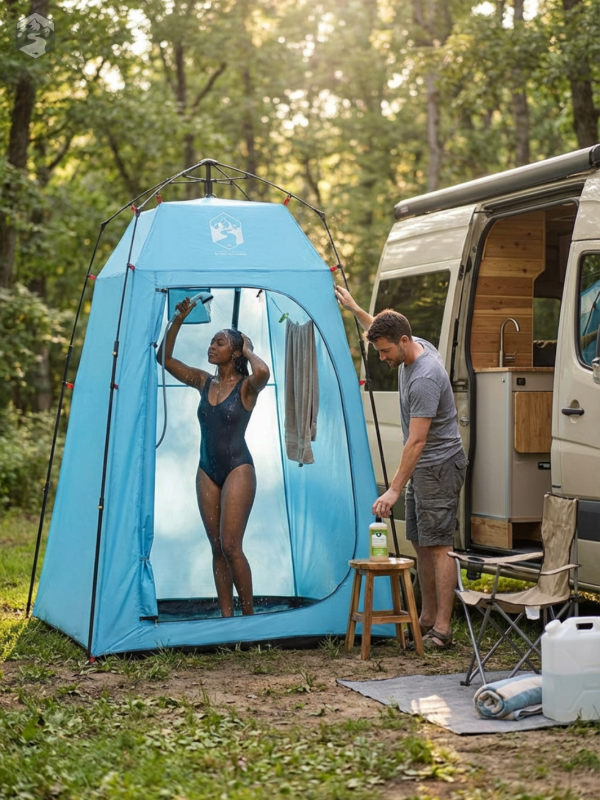 Tente de douche pliable pour un usage extérieur