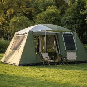 Tente camping avec deux chambres séparées