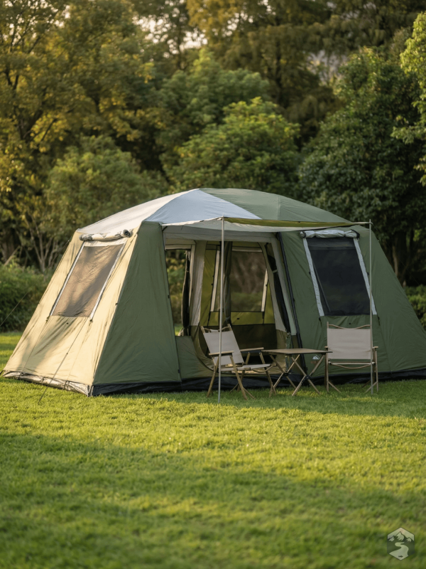 Tente camping avec deux chambres séparées