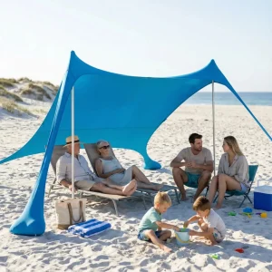 Tente spacieuse adaptée pour les familles à la plage