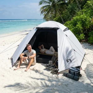 Tente compacte 2 places avec protection solaire