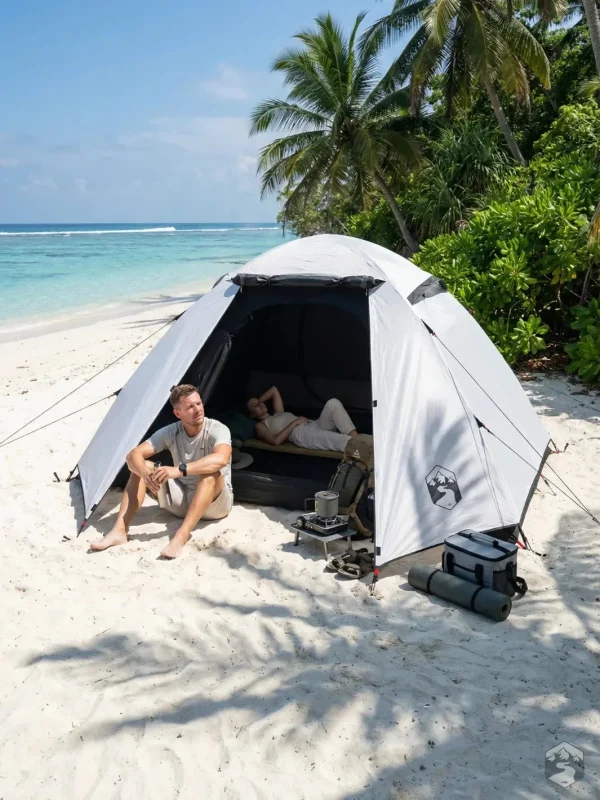 Tente compacte 2 places avec protection solaire