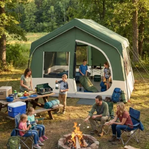 Tente familiale de luxe avec un grand espace intérieur