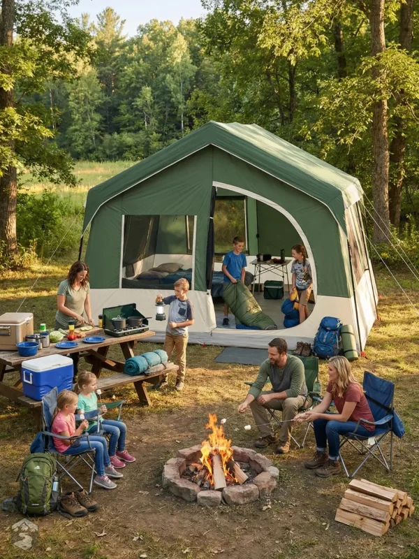 Tente familiale de luxe avec un grand espace intérieur