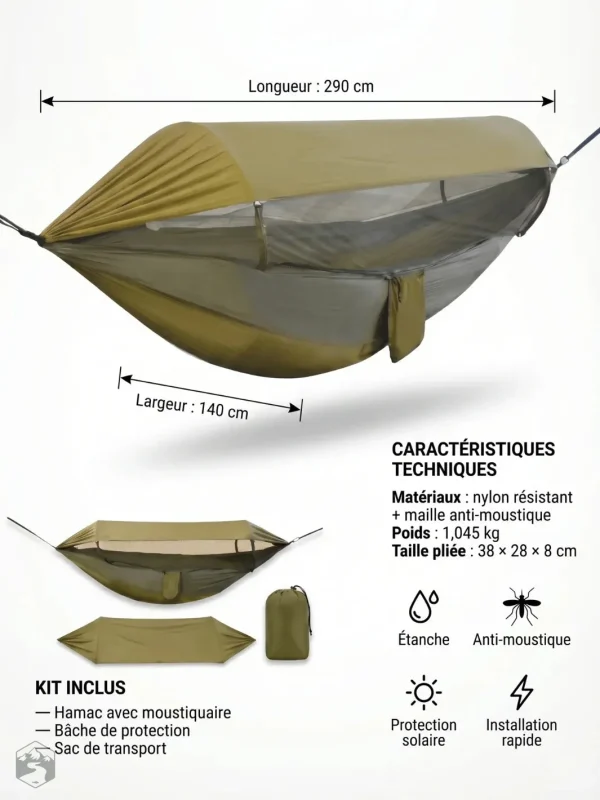 Tente avec moustiquaire pour une expérience de camping agréable