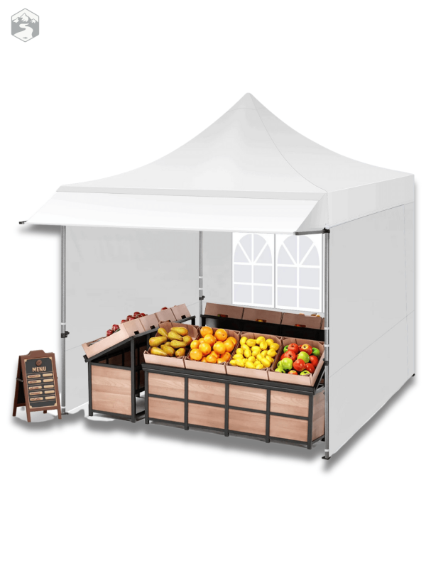 Tente mobile pour les marchés, facile à transporter et installer