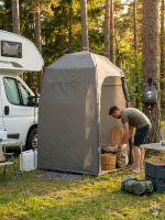 Tente de toilette pour un camping confortable et discret