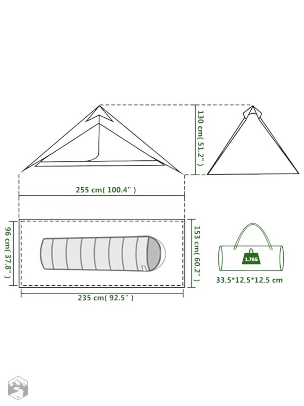Tente portable 1 personne, design pyramidal pratique