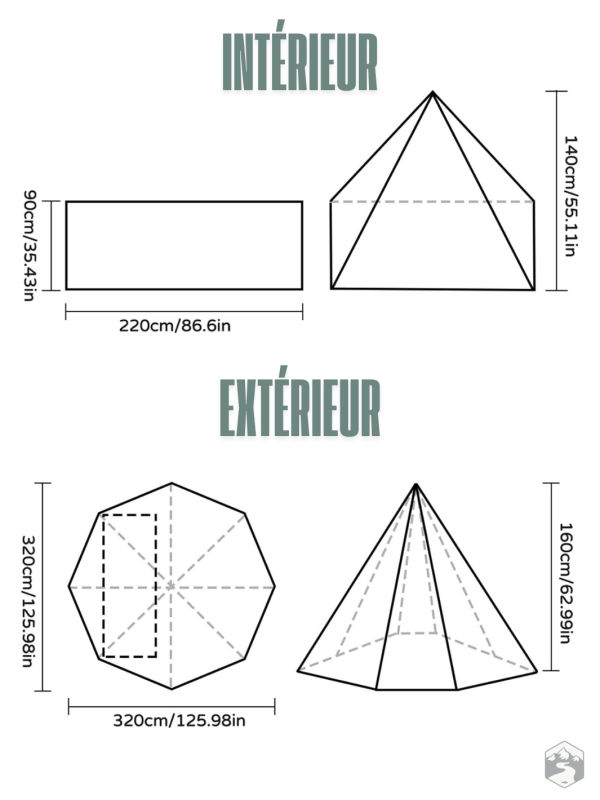 Tente 1 place en forme de tipi pour aventure