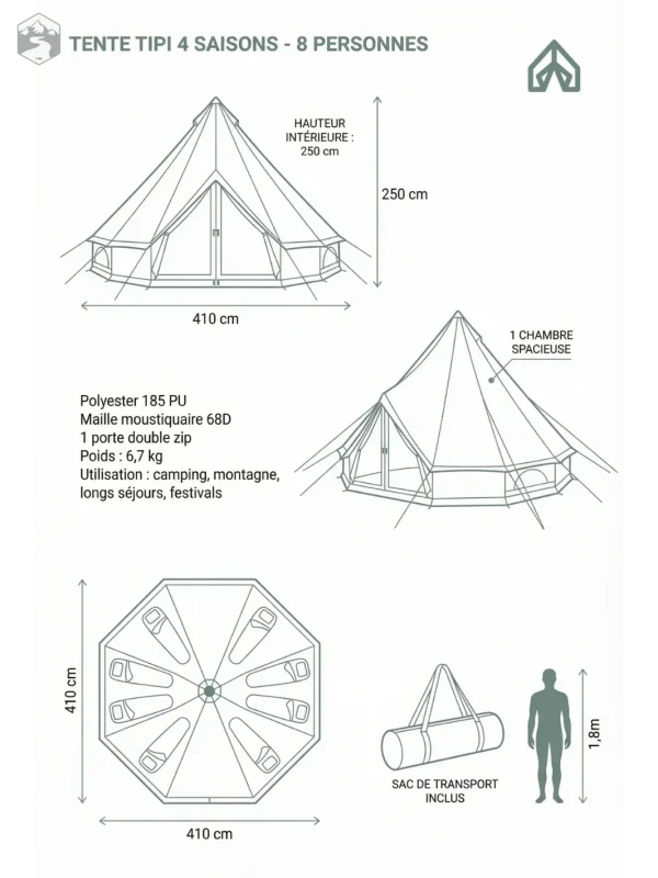 Tente tipi familiale, idéale pour le camping à plusieurs