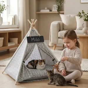 Tente pour chat en forme de tipi moderne