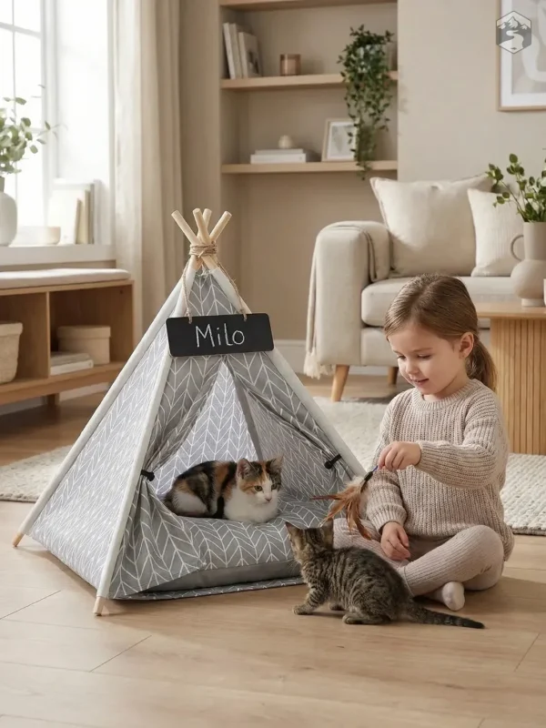 Tente pour chat en forme de tipi moderne