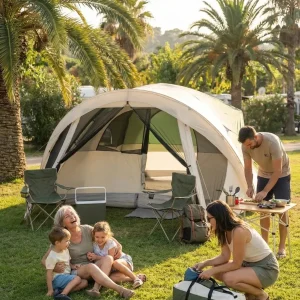 Tente dôme spacieuse pour camping en groupe