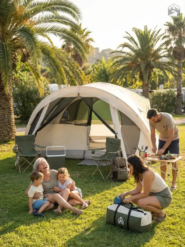 Tente dôme spacieuse pour camping en groupe